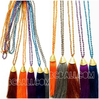 50 pieces free shipping include of beads crystal necklace tassels caps long strand